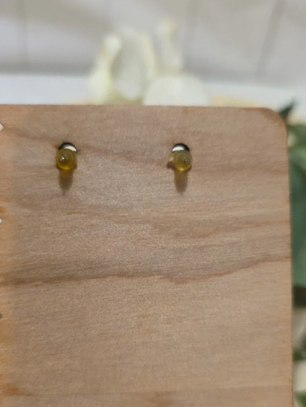 Handcrafted Blue Floral Half-Moon Drop Earrings